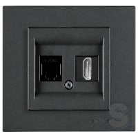 Розетка комп'ютерна RJ45 Cat6 + Розетка HDMI Arvia Electric KAREN Димчастий (20 04 2000 255)